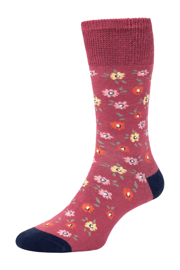 HJ545 Ladies Ditsy Floral Comfort Top Sock