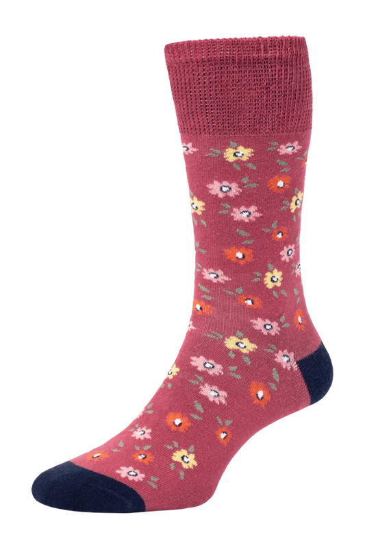 HJ545 Ladies Ditsy Floral Comfort Top Sock