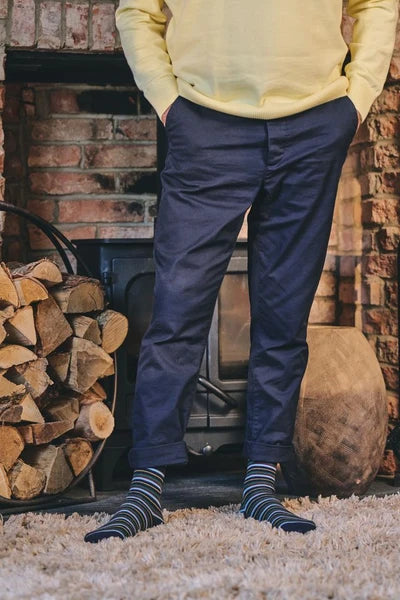 HJ332 Stripe and Square Navy Mix3-Pair Pack