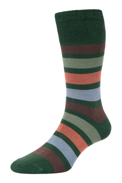 HJ653 Wide Stripe Comfort Top - Dark Bootle Green