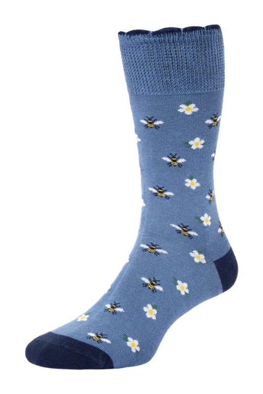 HJ505 Ladies Bee Deep Blue Comfort Top Sock
