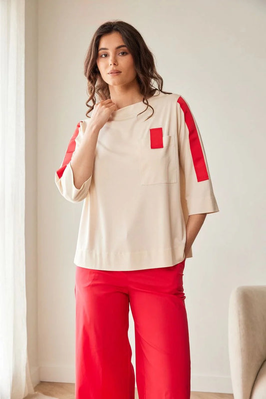 Peruzzi Contrast Sleeve Top