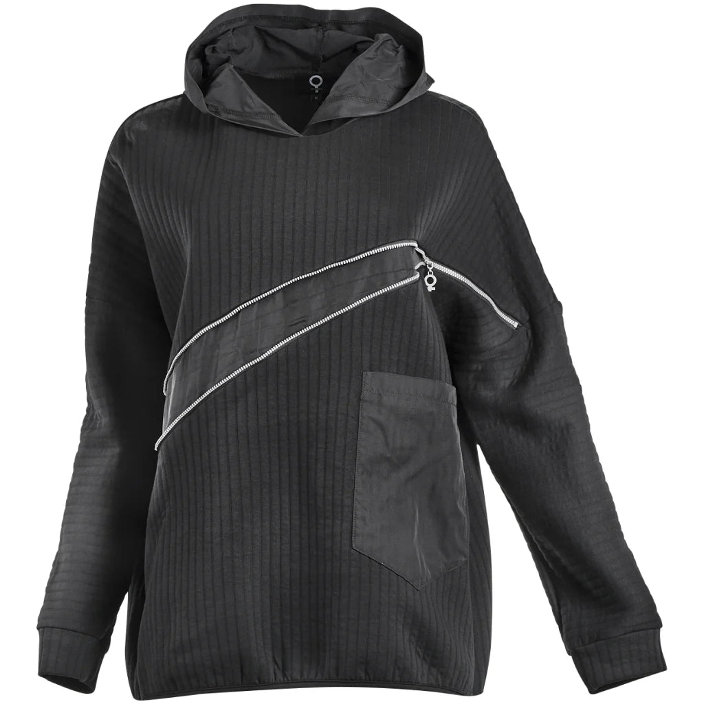 My Soul Quilted Fabric Hoodie - Black