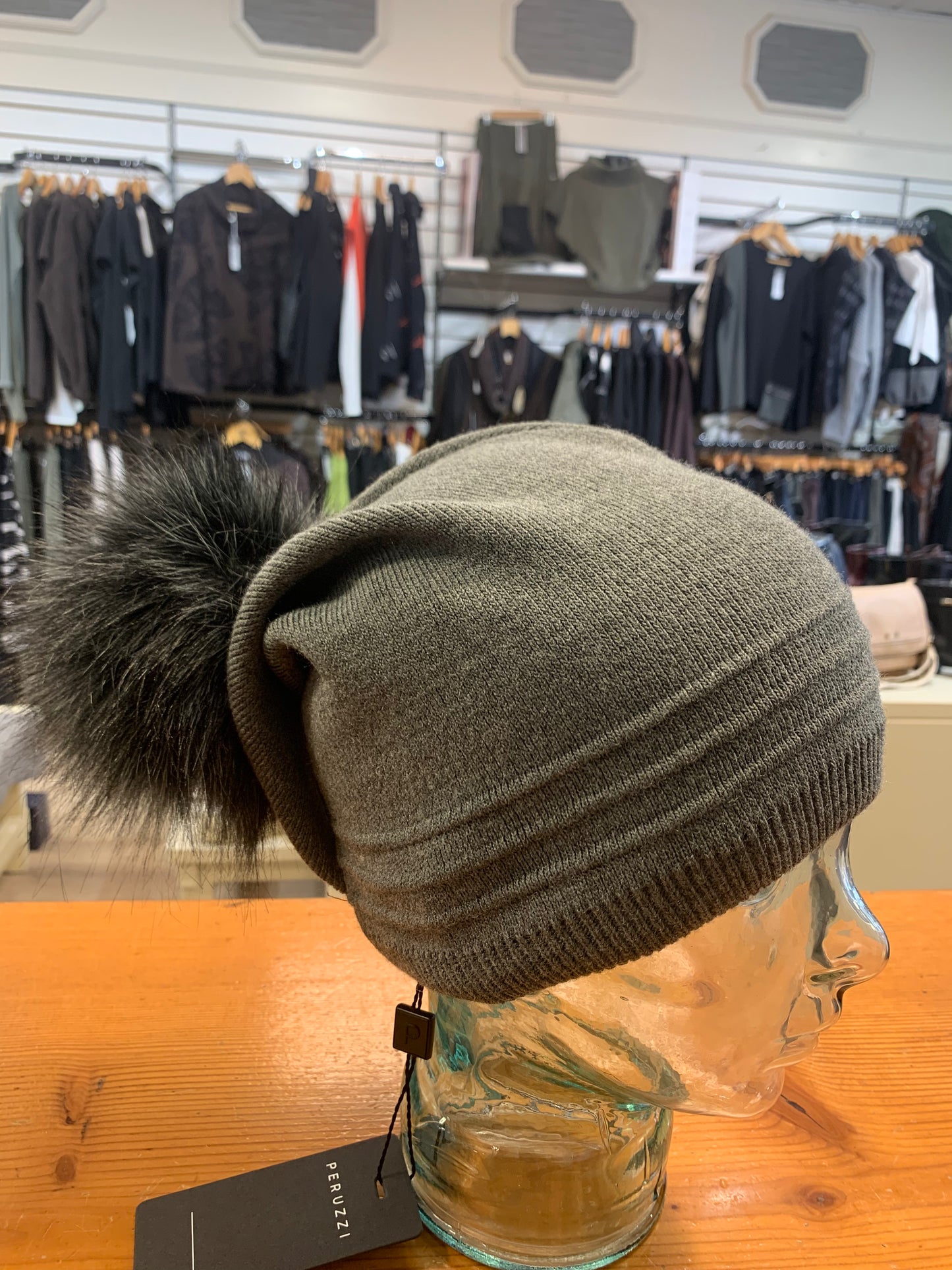 Peruzzi Raised Stripe Slouch Hat Grey