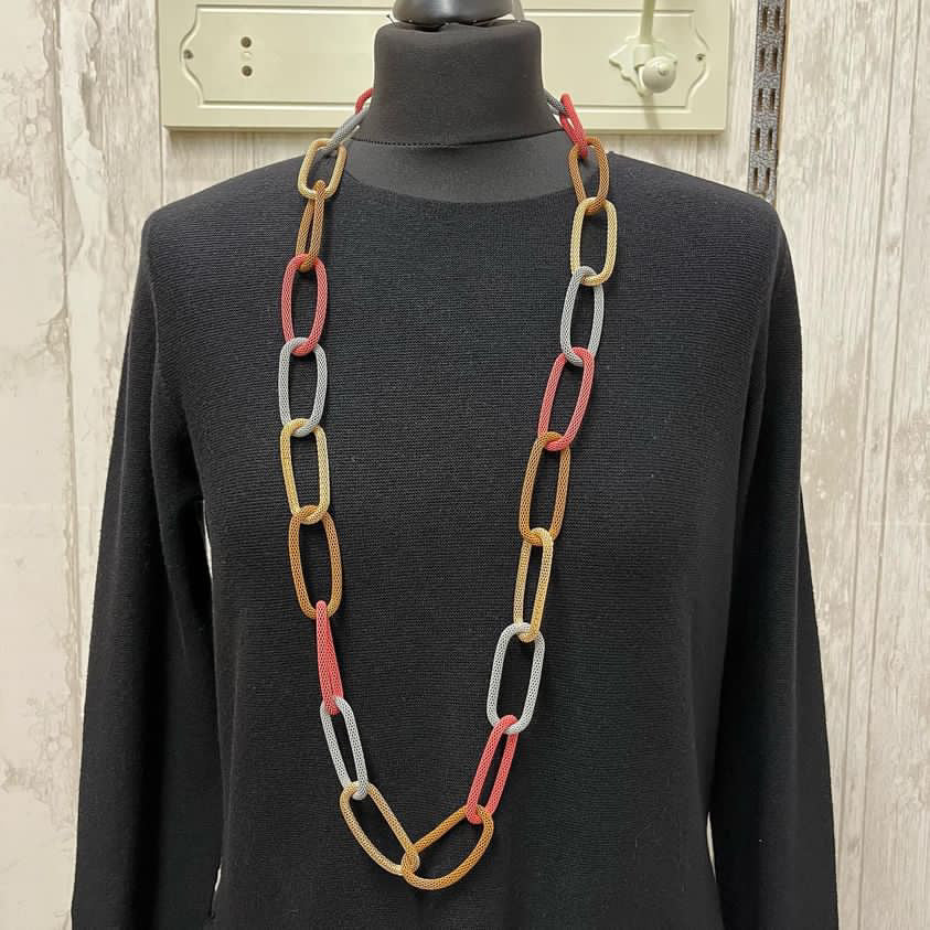 Multi Link Necklace- Coral