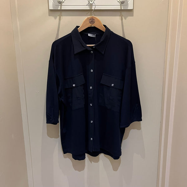 Naya Jersey Jacket/Contrast Fabric-Navy