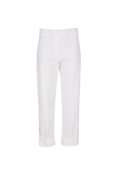 Peruzzi Cotton Turn Up Trousers-White