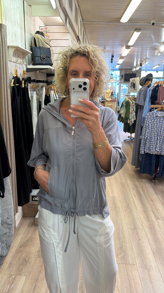 Naya Drawstring Hem Zip Jacket Dove