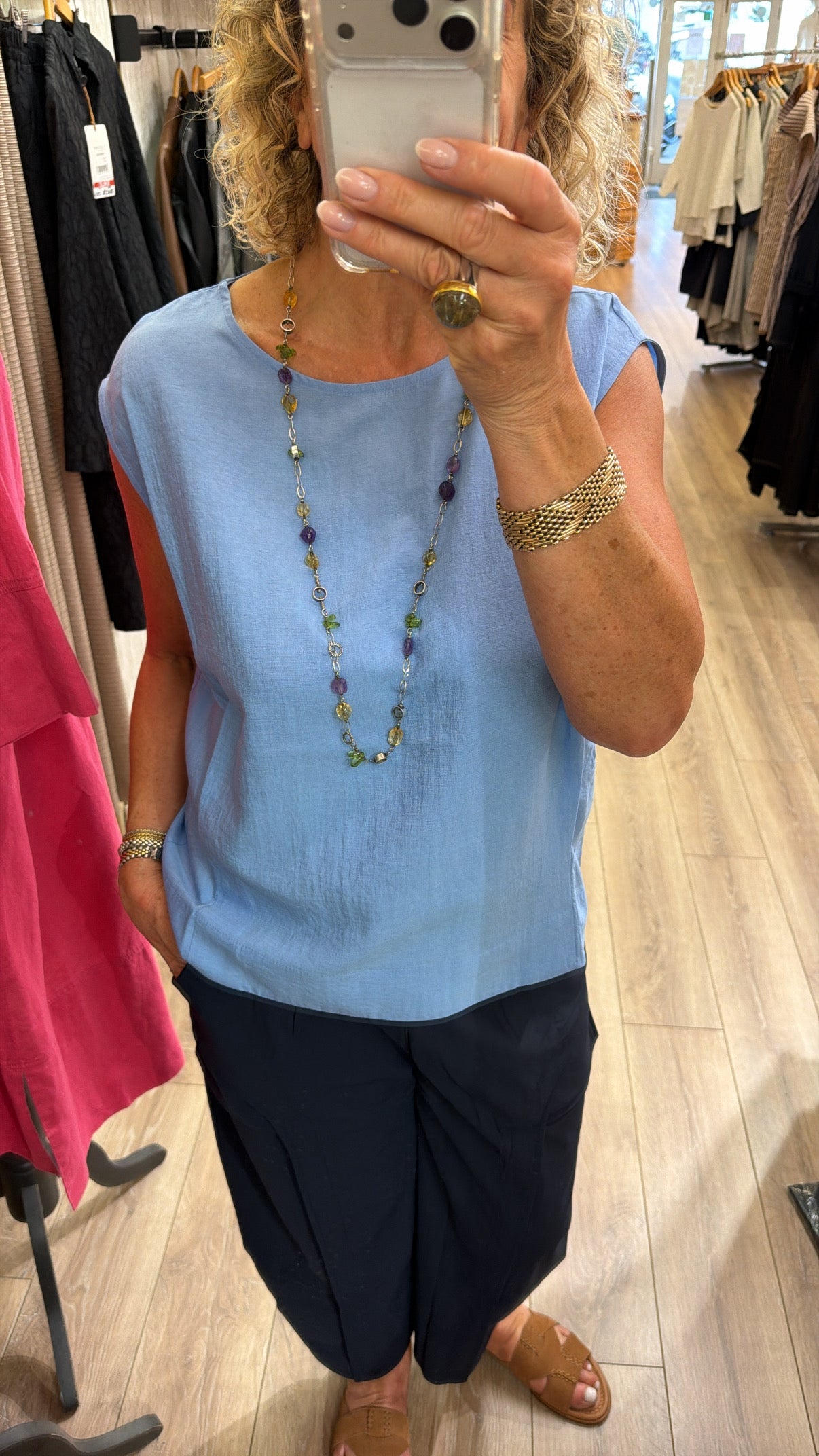 Naya Round Neck Sleeveless Satin Top