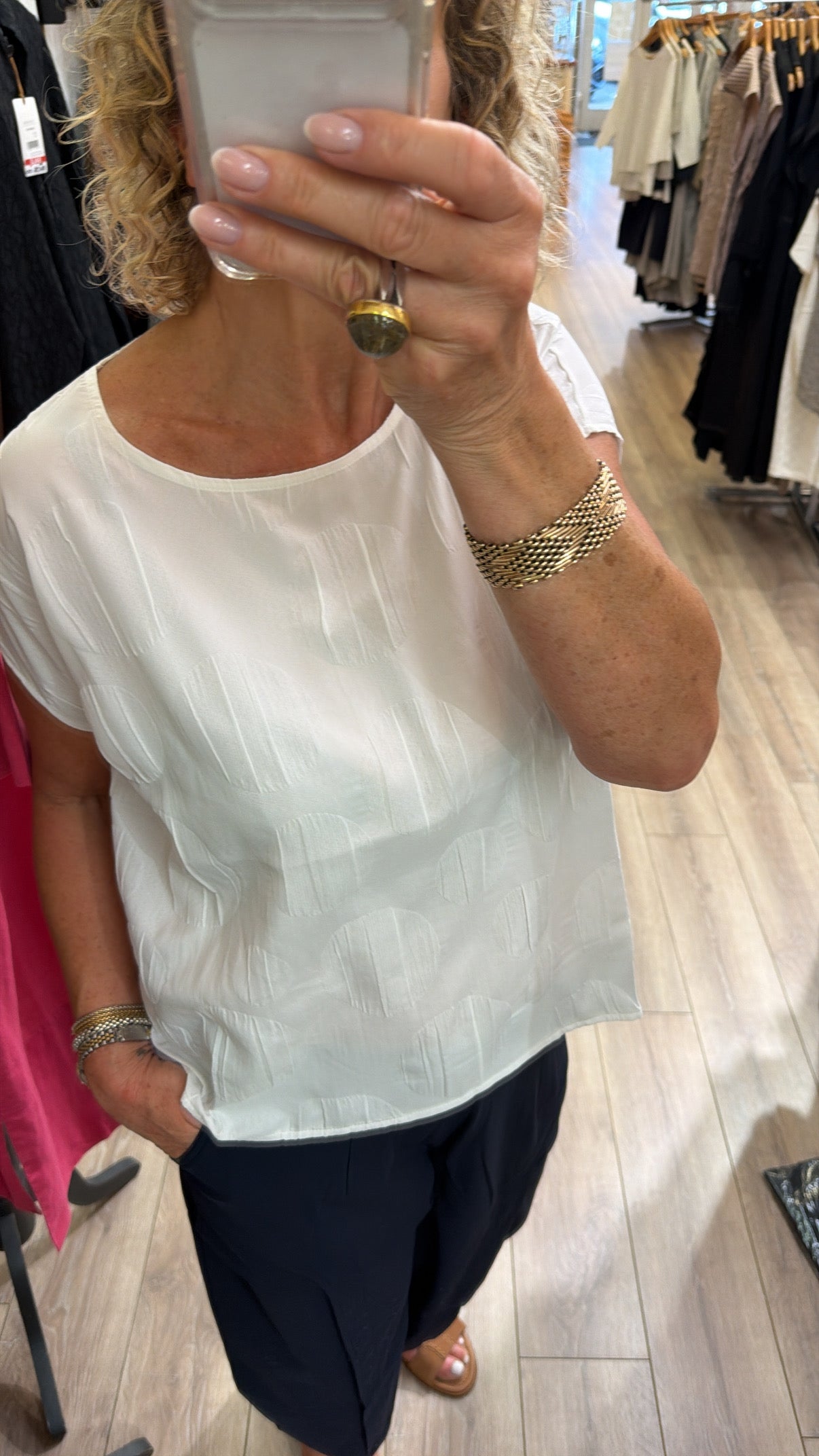 Naya Embossed Round Neck Top
