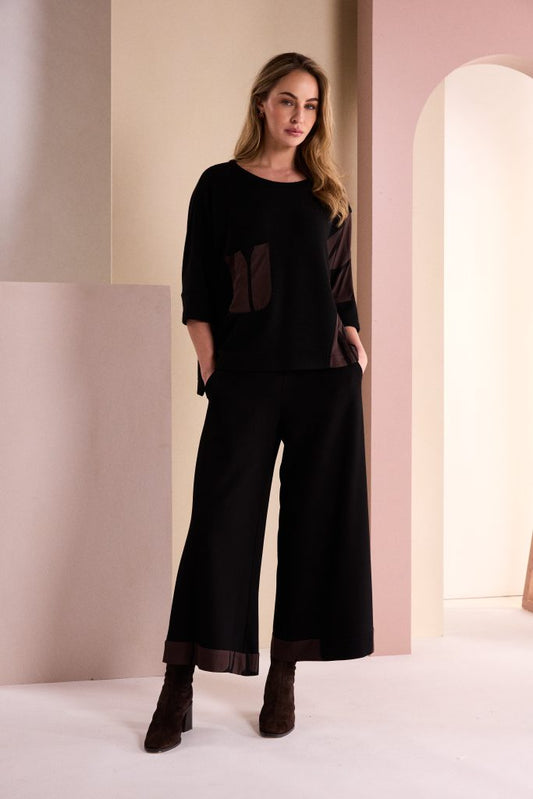 Naya Wide Leg Trouser With Print Cuff