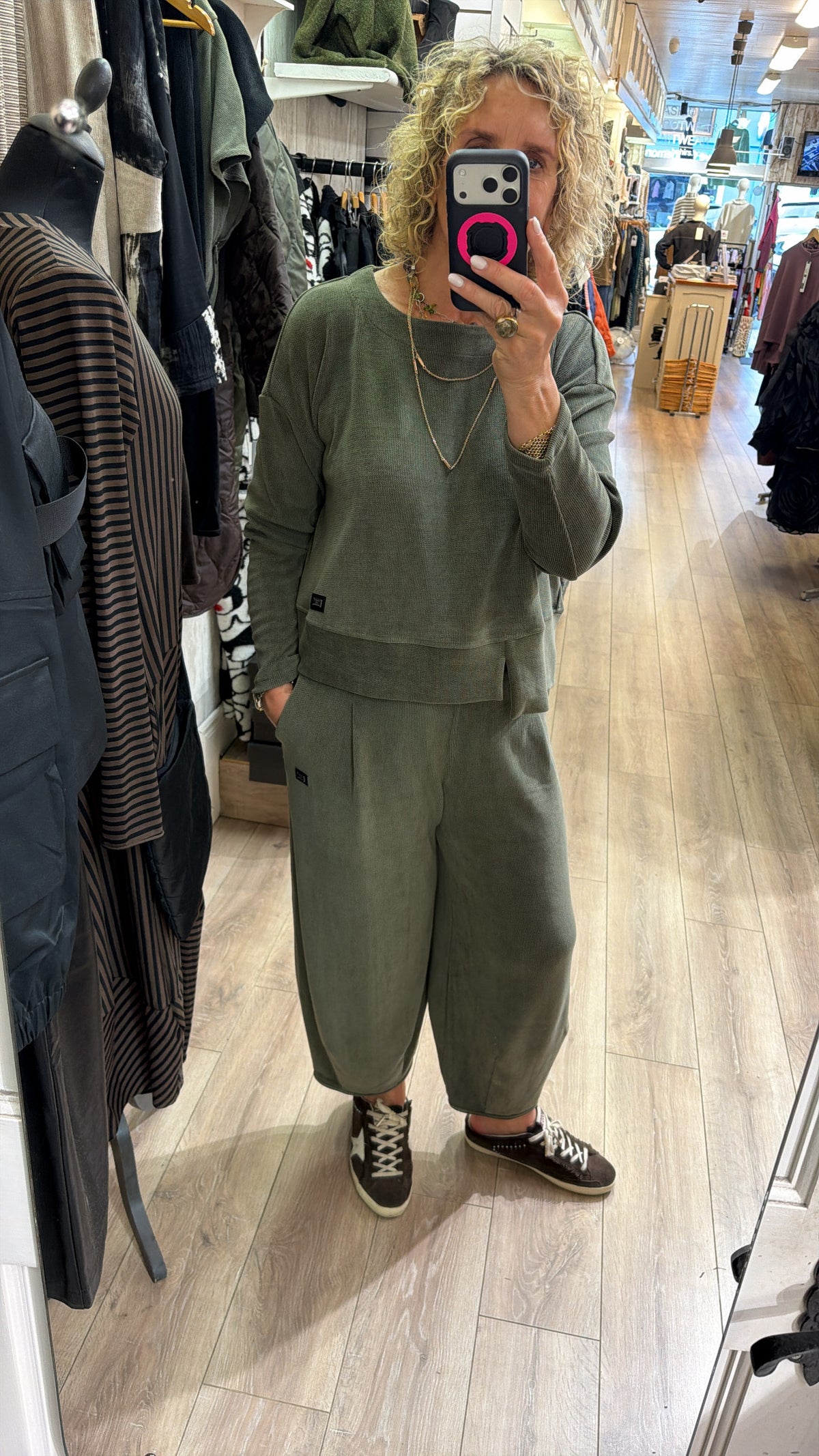 Naya Soft Cord Trouser With Binding Hemline Army