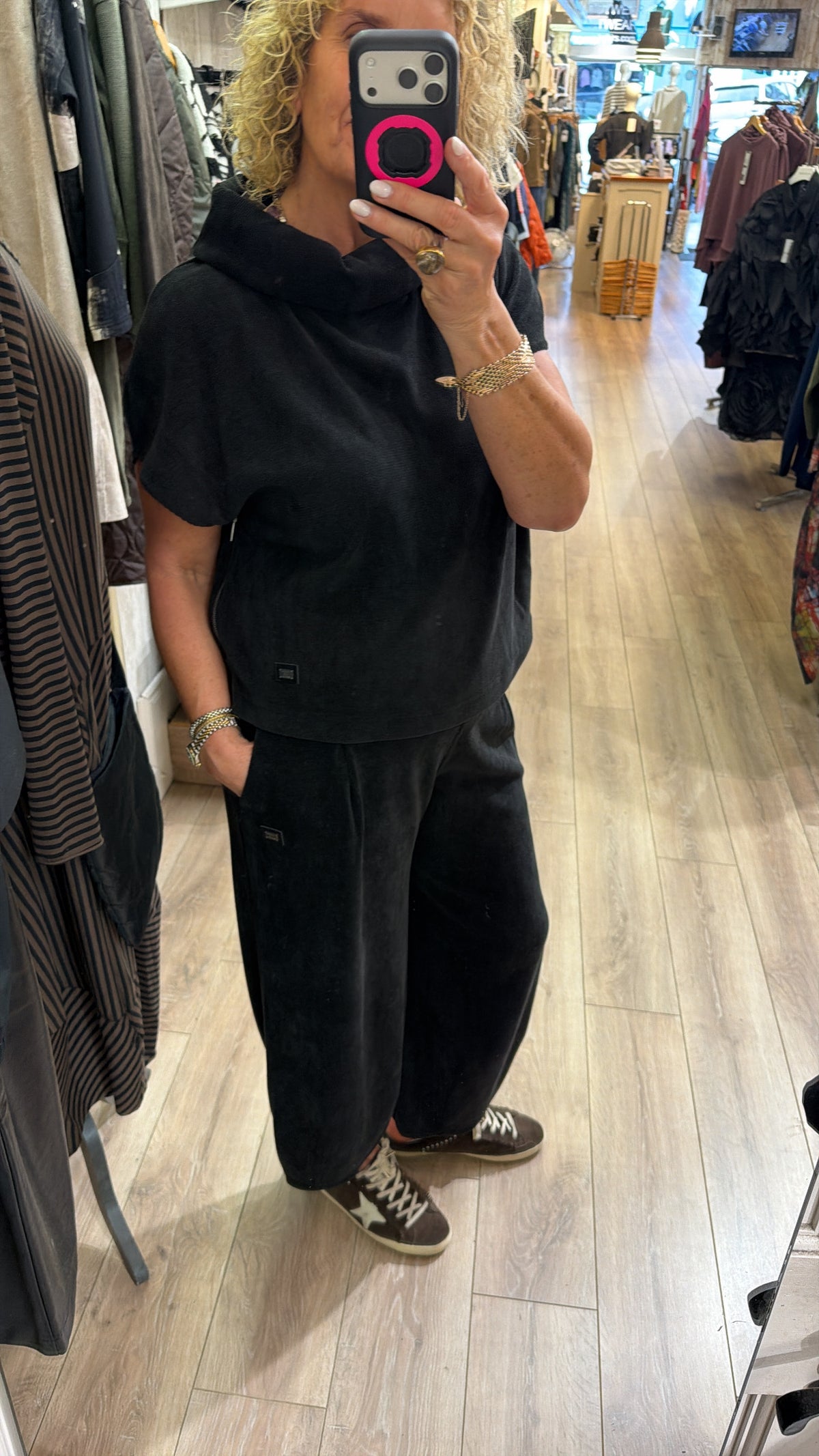 Naya Soft Ribbed Round Neck Top Black