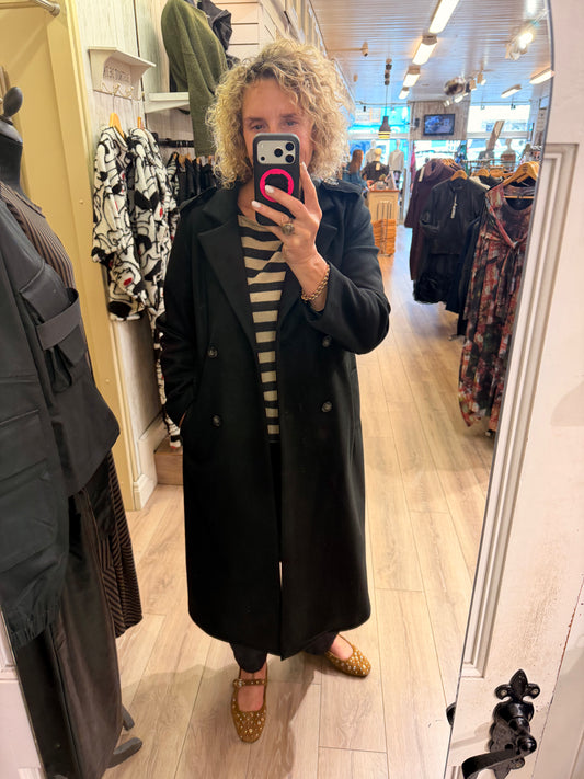 Peruzzi Long Wool Coat Black