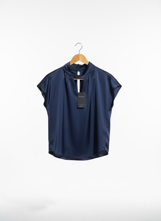 Peruzzi Twist Neck Top Navy