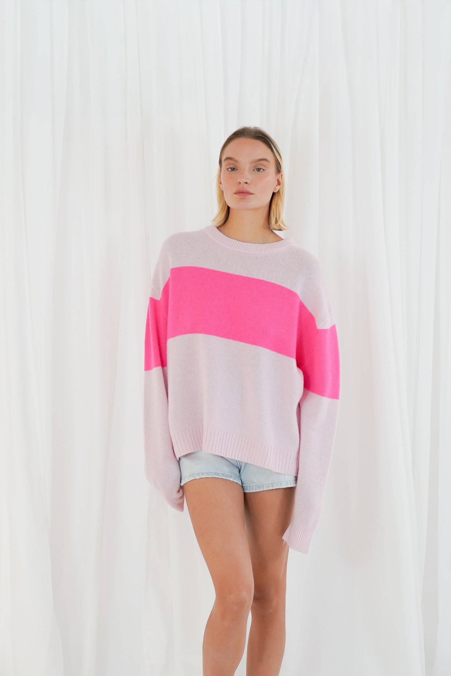 TWNS Bi-color sweater Neon Pink