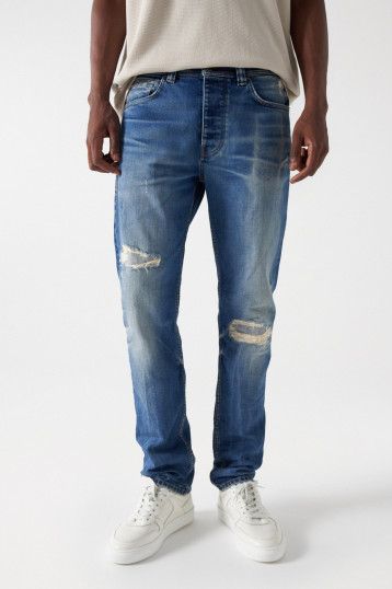 Salsa slim destroyed denim jeans mens