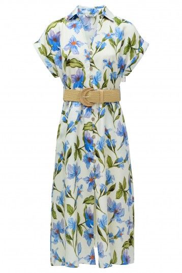 Salsa SHIRT DRESS WITH FLORAL PATTERN IN LIGHTDENIM