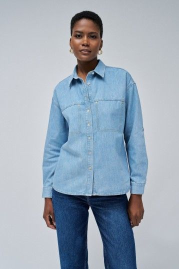 Salsa Lightweight Denim Shirt With Glitters