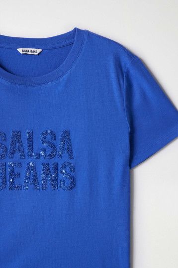 Salsa Embroidered T-Shirt- Blue