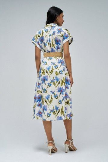 Salsa SHIRT DRESS WITH FLORAL PATTERN IN LIGHTDENIM