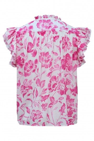 Salsa Ruffle Print Blouse-Pink