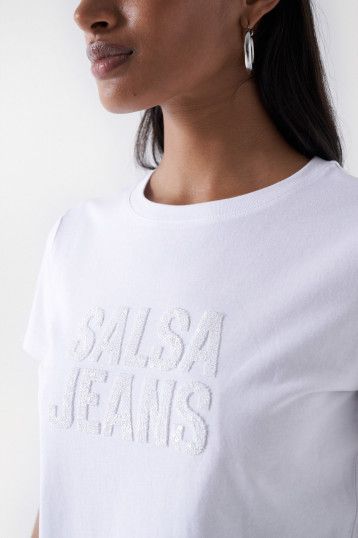 Salsa Embroidered T-Shirt- White