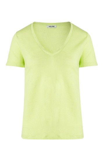 Salsa Linen V-Neck T-Shirt-Lime