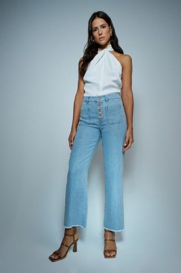 SALSA TROUSERS TRUE CROPPED STRAIGHT LIGHTDENIM