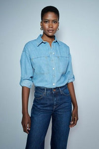 Salsa Lightweight Denim Shirt With Glitters