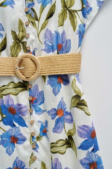 Salsa SHIRT DRESS WITH FLORAL PATTERN IN LIGHTDENIM