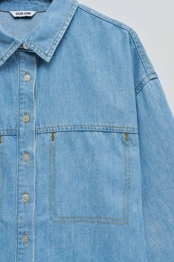 Salsa Lightweight Denim Shirt With Glitters