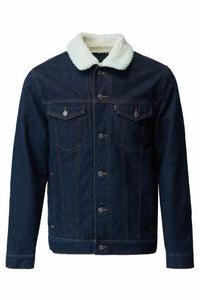 SALSA DENIM JACKET WITH FUR TRIM MENS