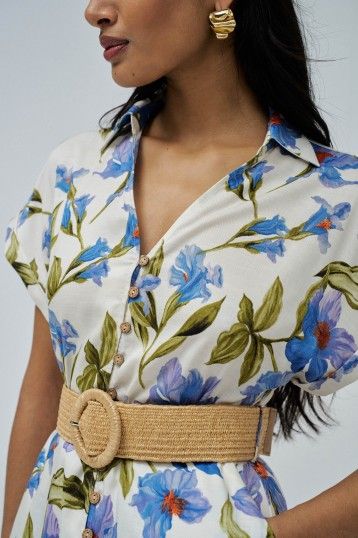 Salsa SHIRT DRESS WITH FLORAL PATTERN IN LIGHTDENIM
