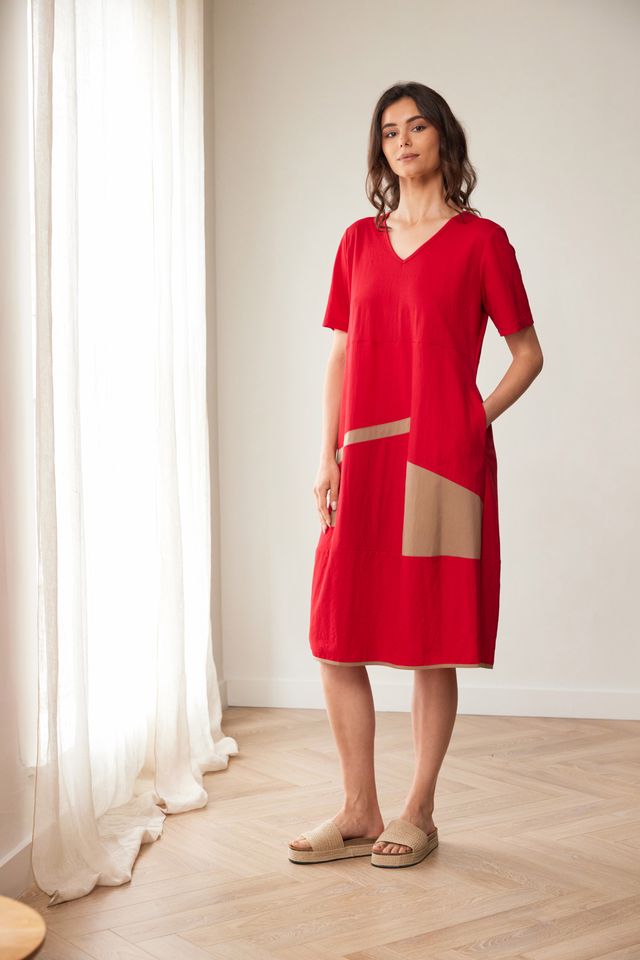 Peruzzi Oval Cut Out Dress Red