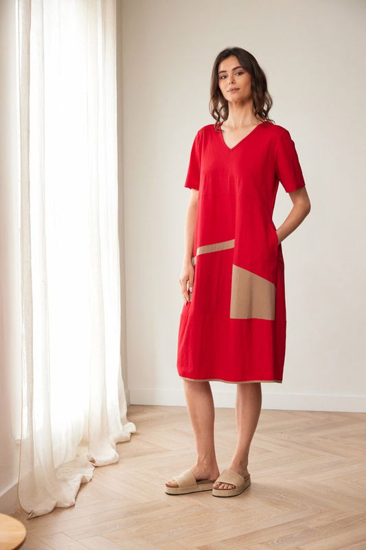 Peruzzi Oval Cut Out Dress Red