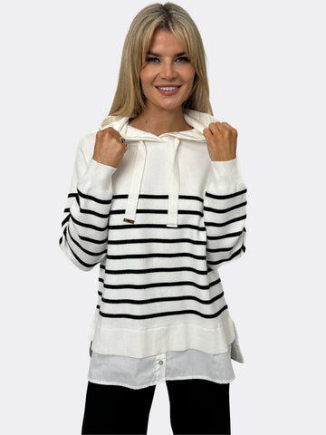 K&P Sam Striped Knit White/Black