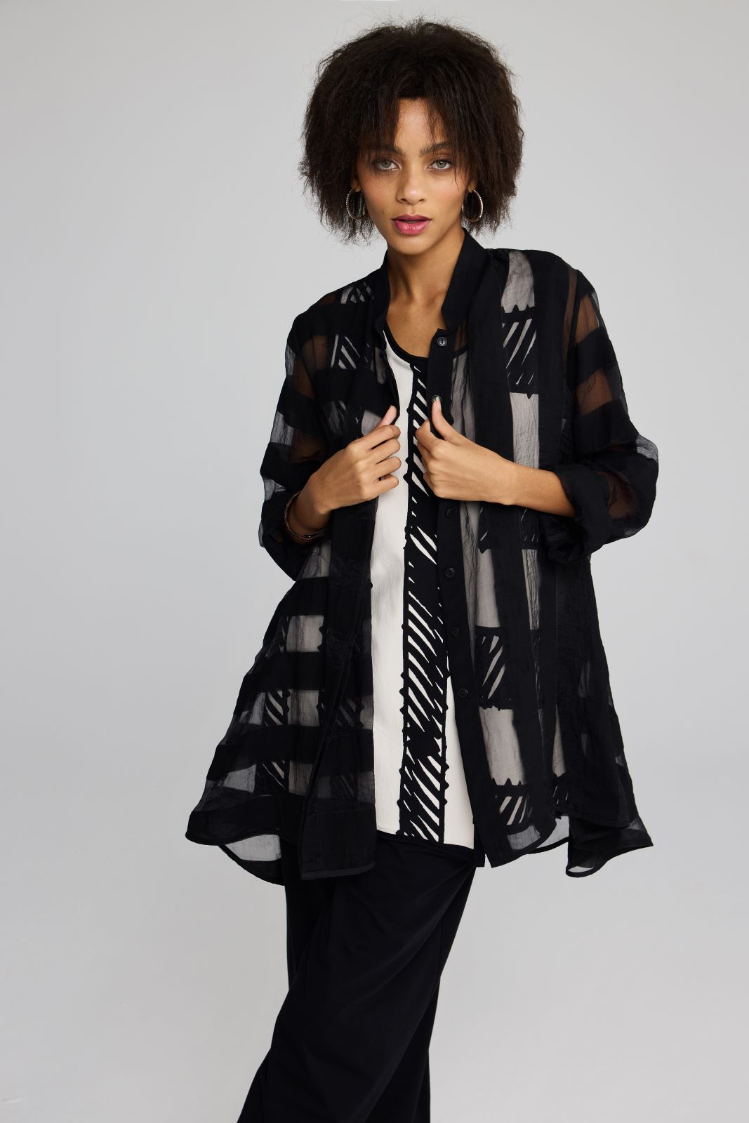 Luukaa Sheer Panel Shirt Black