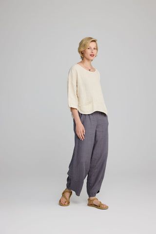 Luukaa Linen Trouser with Slit Anthracite