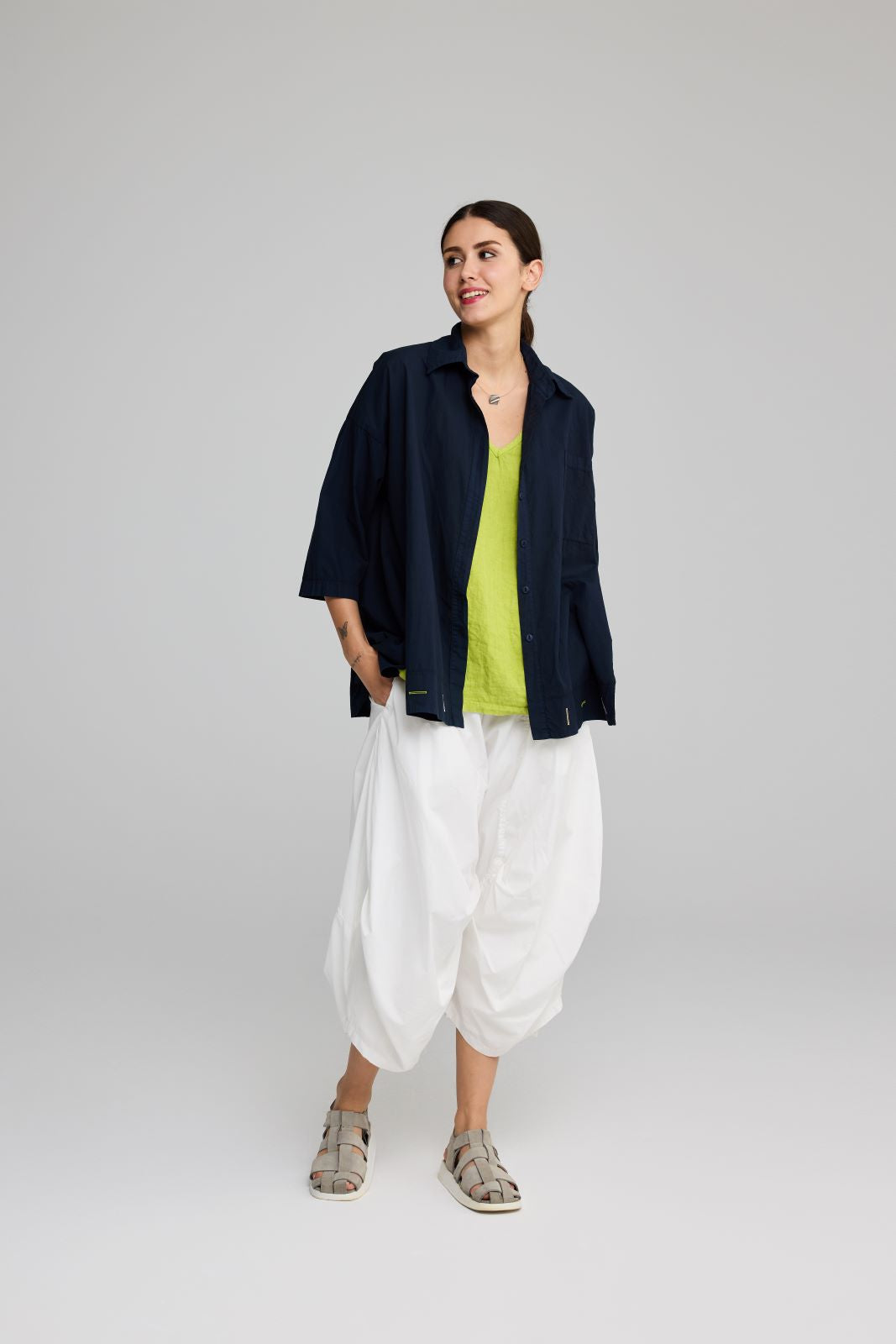 Luukaa Cotton Oversized Shirt Navy