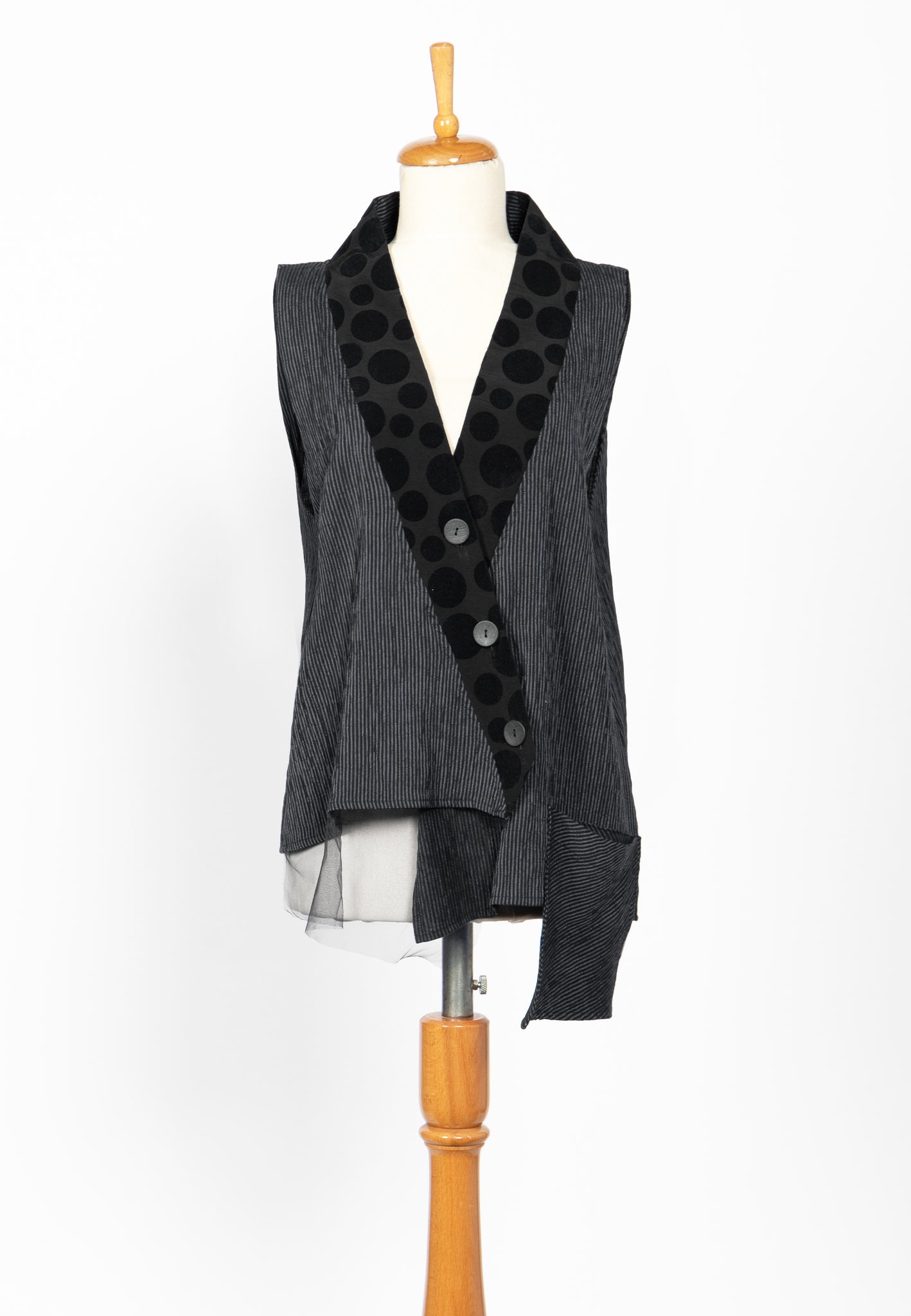 LUUKAA Striped Waistcoat- Silver/Black