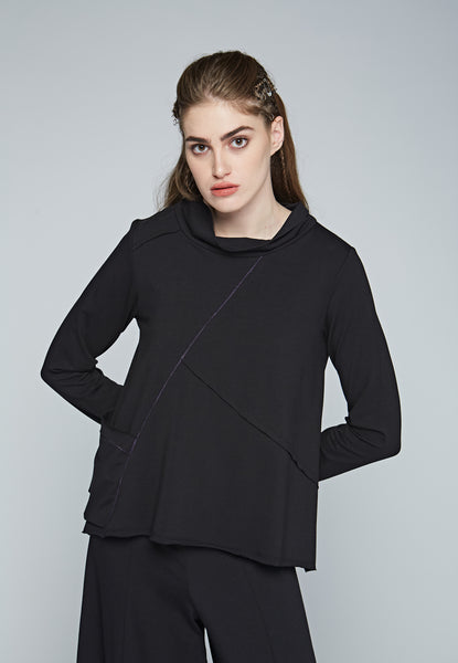 Luukaa Pocket Top With Cowl Neck