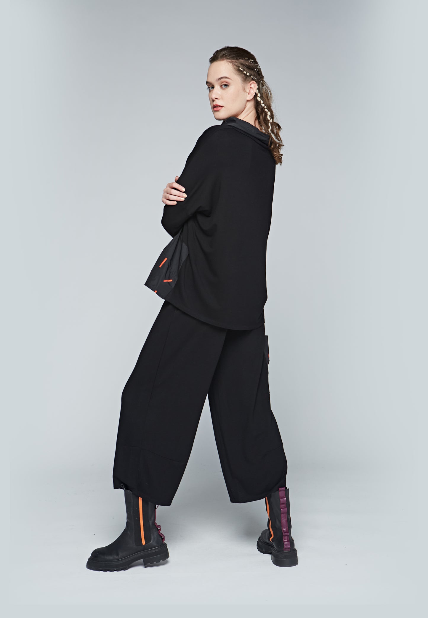 Luukaa Trousers With Pocket- Black/Orange Pocket