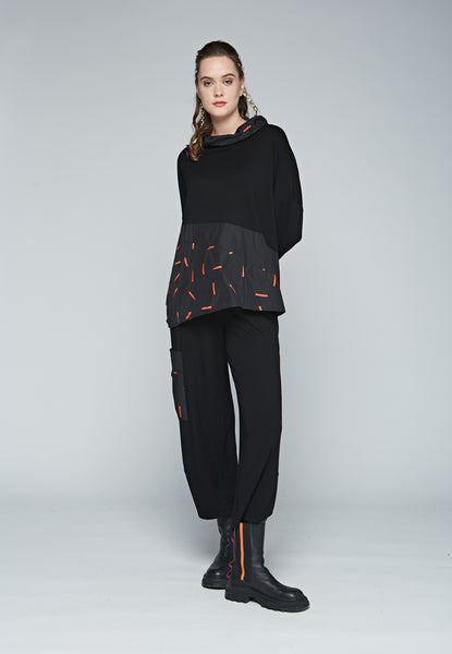 Luukaa Trousers With Pocket- Black/Orange Pocket