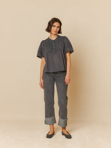 INDI & COLD EMBROIDERED VOILE BLOUSE