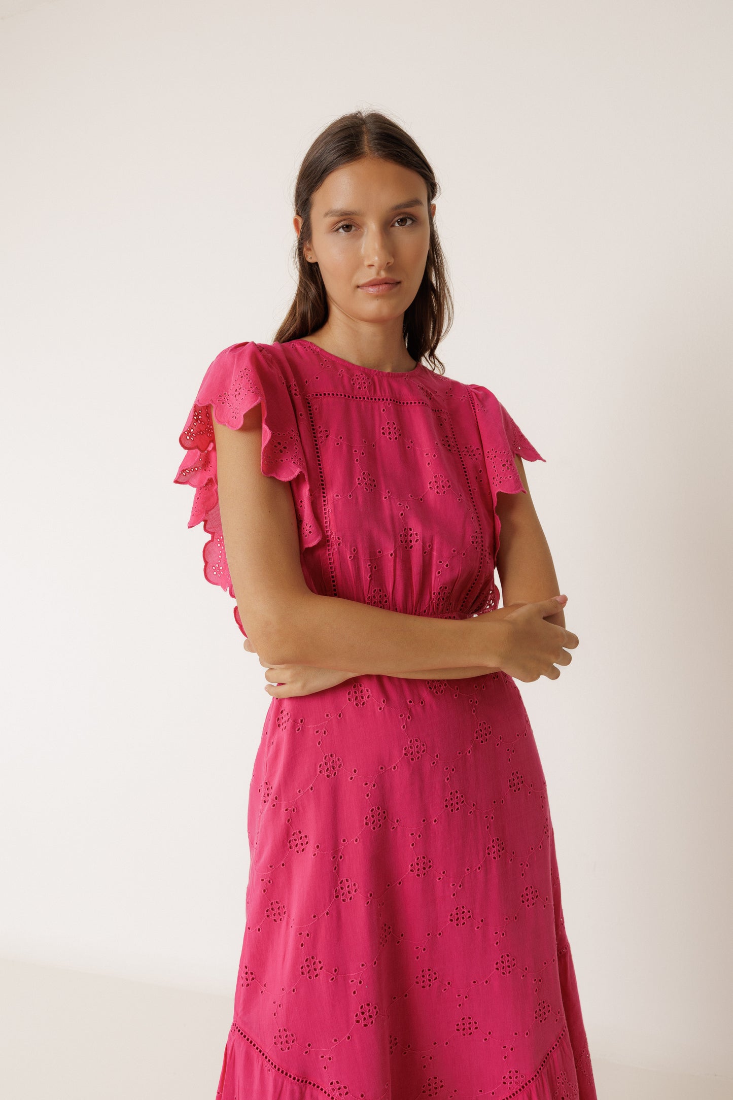 Indi & Cold Embroidery Maxi Dress Pink