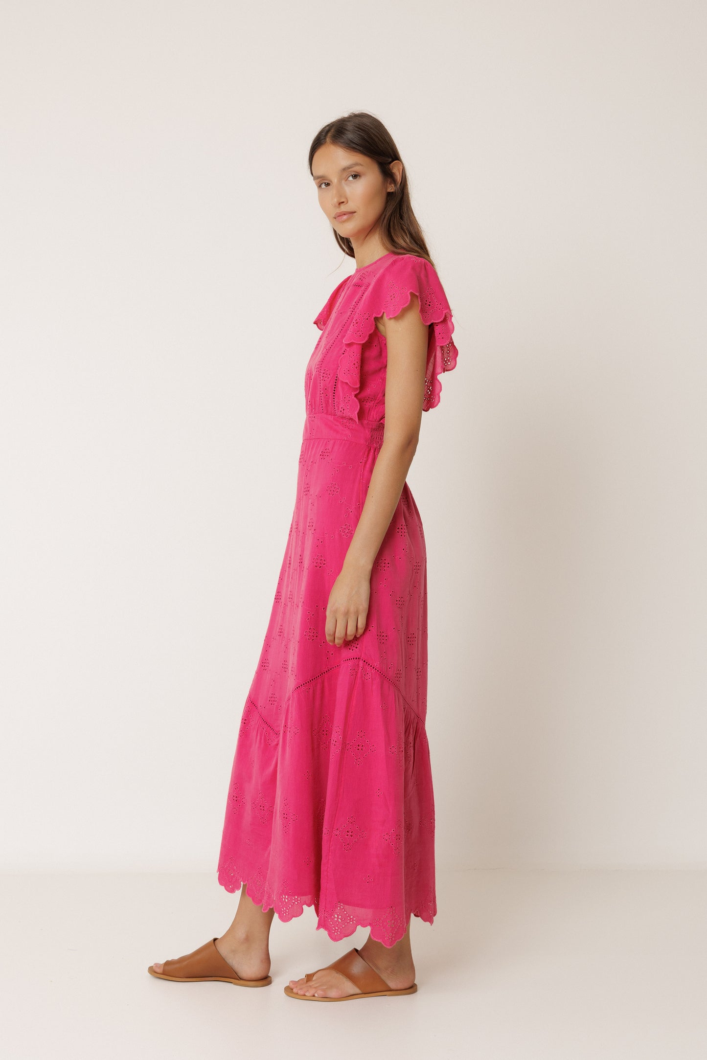 Indi & Cold Embroidery Maxi Dress Pink