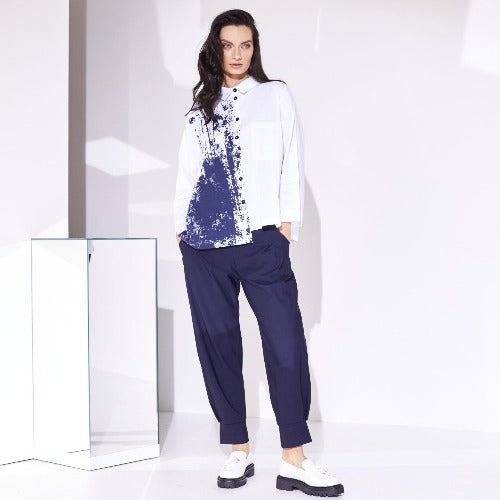 Naya Tuck Trouser- Navy