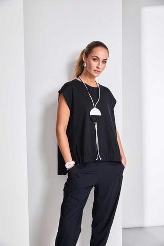 Naya Sleeveless Top With elastic hem Black
