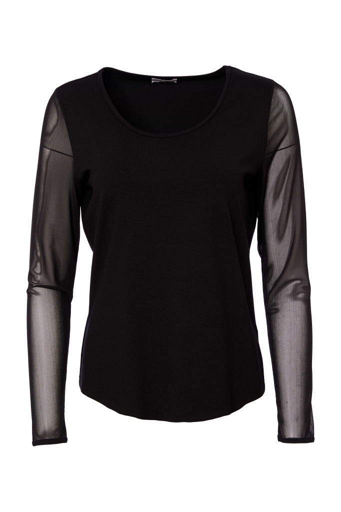 Naya Mesh Sleeve Top Black